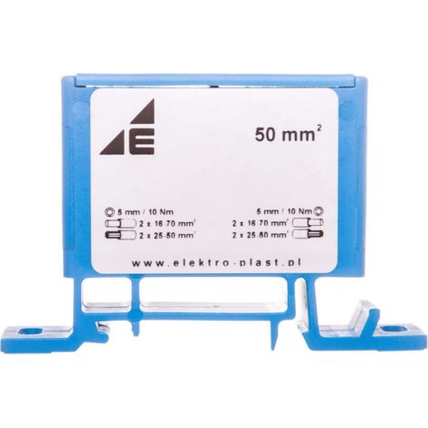 Verteilerblock 1-polig CU 16-50mm2 blau, Flach- und Schienenmontage ZP50 Cu / n 48.51