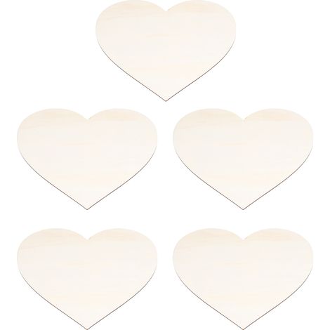 Lot de 5 cœurs en bois à décorer soi-même pour Noël, dessinés à la main par les enfants. Décoration familiale. (1/5)