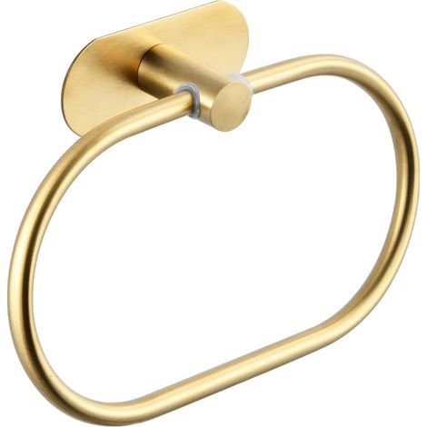 Toallero de acero inoxidable, para baño, sin clavos, ovalado, dorado