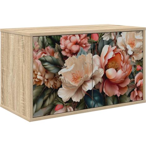 Meuble TV Mural Suspendu Salon Rangement Bois d'Ingénierie Chêne Sonoma 69 x 33 x 40 cm (1/5)