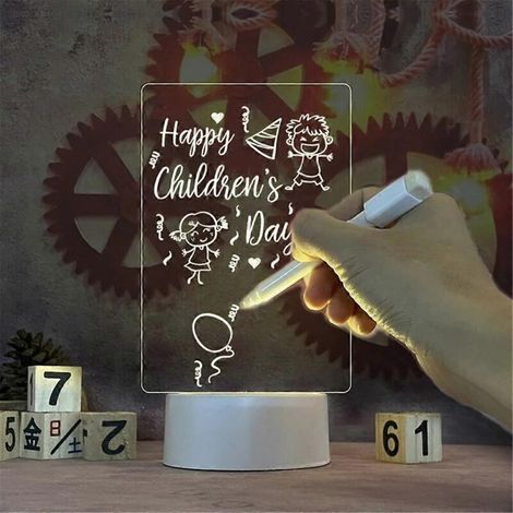 LED-Lampe mit Acryl-Whiteboard, Nachtlicht, wiederbeschreibbare Zeichentafel, USB-Stromversorgung, Kindergeburtstagsgeschenk