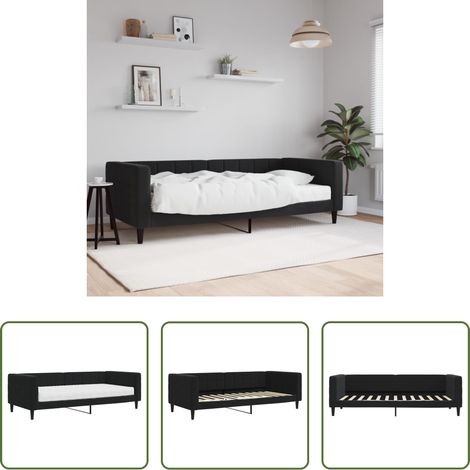 vidaXL Matratze - Tagesbett mit Matratze Schwarz 90x200 cm Samt (1/5)