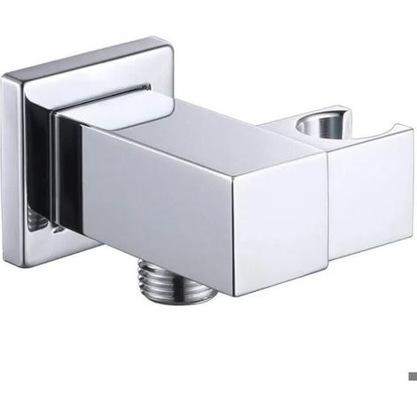 HOXILEELEOSupport de pommeau de douche Support de pommeau de douche en laiton carré argent (1/4)