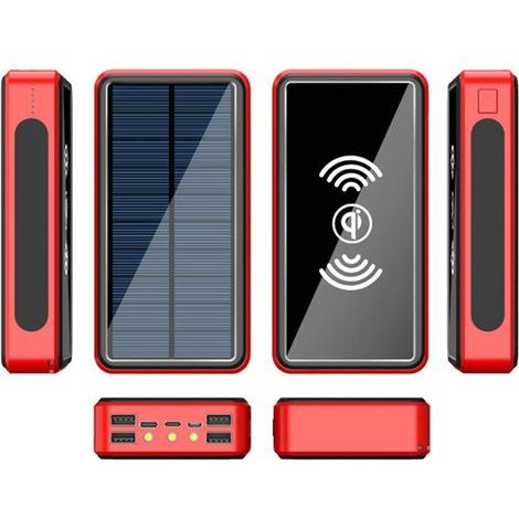 50000mAh wasserdichte und stoßfeste Solar-Powerbank, tragbares kabelloses Ladegerät mit LED-Licht und 4 USB-Anschlüssen, große Kapazität für den Einsatz im Freien. (1/5)