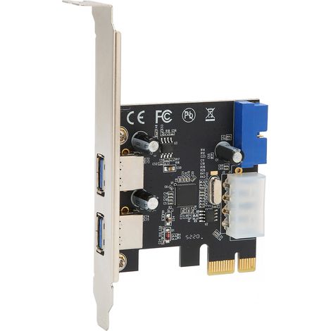 Carte d'extension PCIe vers USB 3.0 - 2 ports haute vitesse, transfert stable, connecteur 20 broches (1/5)