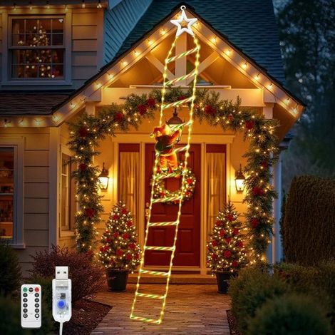 Guirlande lumineuse de Noël USB 3M, 240 LED avec Père Noël, 8 modes d’éclairage, Décoration de Noël, blanc chaud (1/5)