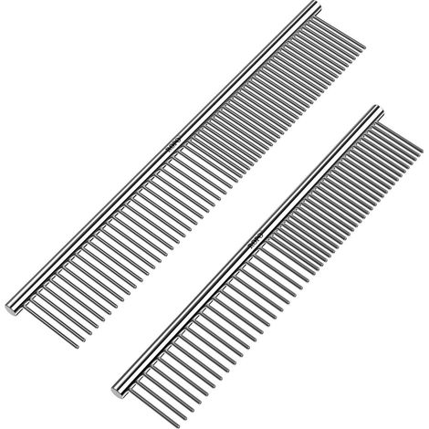 Peigne en métal pour chien, aiguille en acier inoxydable, peigne pour chien et chat, brosse à poils, peigne anti-poux, accessoires pour chien, soin du pelage, lot de 2 Lilpep (1/5)