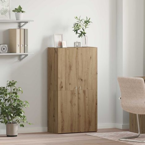 Cabinet de bureau avec 2 étagères en bois d’ingénierie, chêne artisanal, 60 x 32 x 115 cm - PANGIVO (1/5)