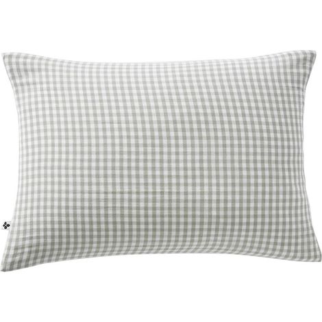 JOEL - Taie d'Oreiller 50x70cm Gaze de Coton Vichy Coloris Eucalyptus (1/2)