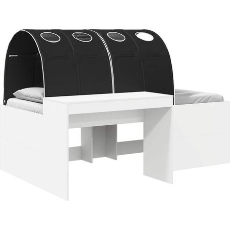 Lit mezzanine enfant avec bureau, blanc et noir (1/5)