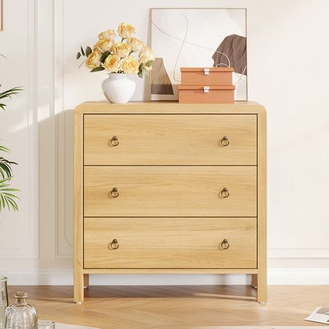 Commode 3 tiroirs bois rotin – naturelle ou blanche (1/5)