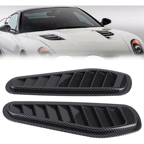 Lot de 2 couvercles de ventilation de capot de voiture en fibre de carbone, style universel (1/5)