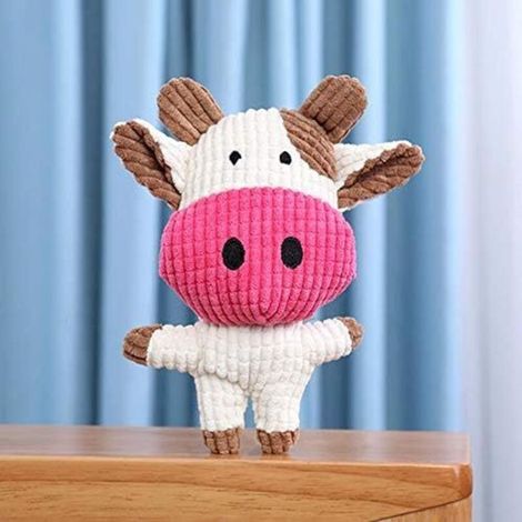 Juguete para mascotas - Peluche chirriante (vaca) para perros y gatos - Lindo juego de juguetes para perros y gatos - 20 x 20 cm (1/5)
