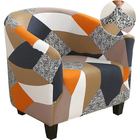 Jaotto 1 Seater Convertible Armchair Cover, Chesterfield Stretch Chair Cover, Washable Lounge Club Armchair Cover, Easy to Install and Wash, Geometry