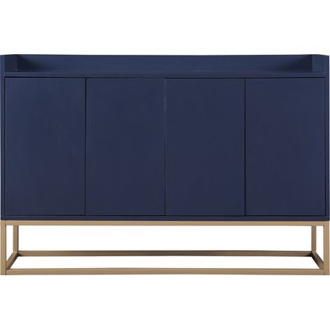 Credenza moderna in stile minimalista con 4 ante senza maniglia per sala da pranzo soggiorno cucina (blu navy) (1/5)