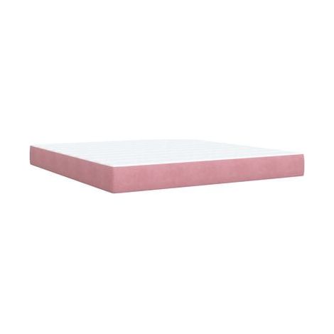 Sommier tapissier (matelas inclus), rose, 180 × 200 cm, revêtement en velours, velours doux et confortable, pour chambre, confort quotidien, assemblage rapide (1/5)
