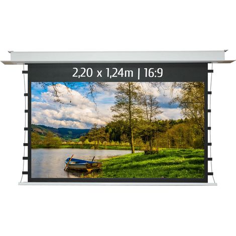 Ecran de projection motorisé encastrable tensionné 2,20 x 1,24m - Format 16:9 - Wi-Fi