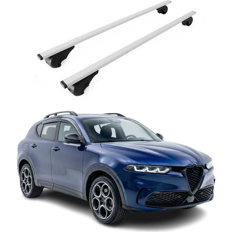 OMAC Dachträger Querträger für Alfa Romeo Tonale 2022-2026 – TÜV / DIN 75302:2019 – Abschließbar – Max. 75 kg – 2 Stangen Silber (1/5)
