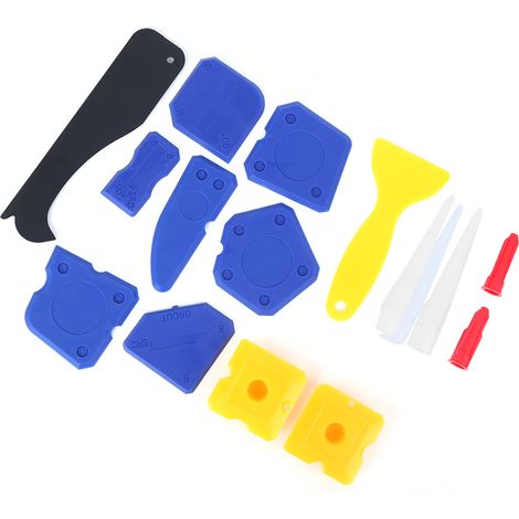 Ensemble de 15 pièces pour gratter la colle et enlever le coulis, comprenant un grattoir à colle en silicone et un grattoir en plastique. (1/5)