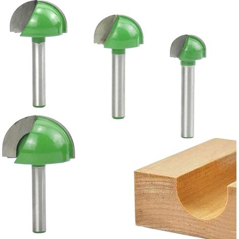 MINKUROW 4 Pezzi 6 Mm Gambo Router Core Box Bit, Cnc Fresa Per Scanalature Tonde Utensili Per La Lavorazione Del Legno 16 Mm/22 Mm/25 Mm/32 Mm Fresa A Fondo Tondo Lavorazione Del Legno (1/5)