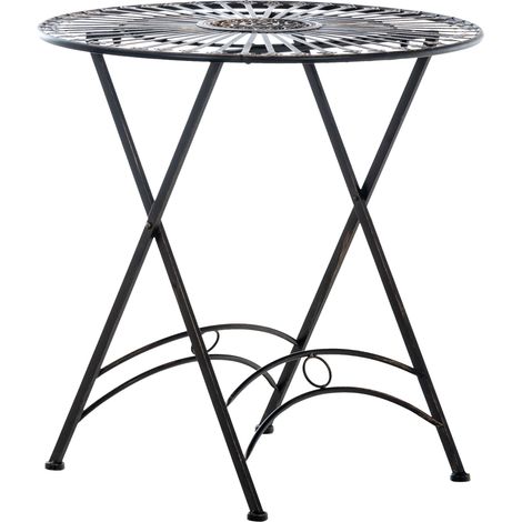 Mesa de jardín de metal Ø 71 cm estilo rústico bronce MDJ10216