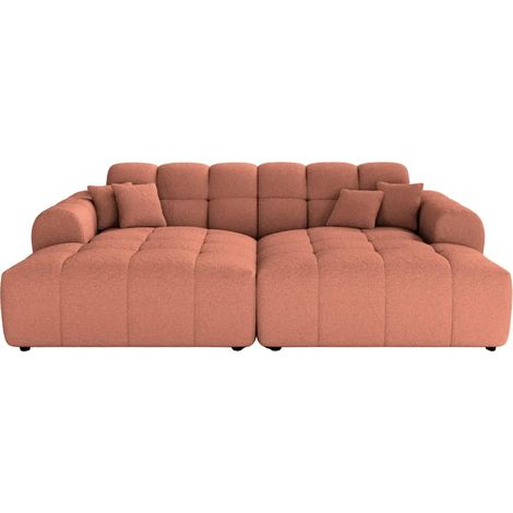 ALEXIA XL - Canapé droit tissu bouclette 4 places Terracotta (1/5)