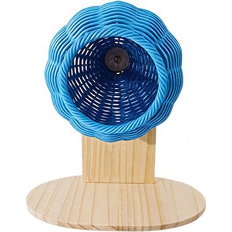 Nido d'uccello in rattan intrecciato a mano, casetta con base piatta - Blu
