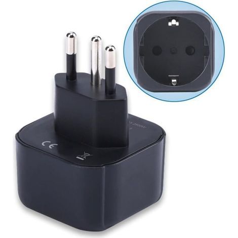 Reiseadapter Europa auf Brasilien, Europäisch/Deutsch/Französisch/Italienisch/Spanisch Schuko Stecker Typ C/E/F Geeignet für Reisen Steckerkonverter Brasilianischer Stecker (1 Stück) (1/5)
