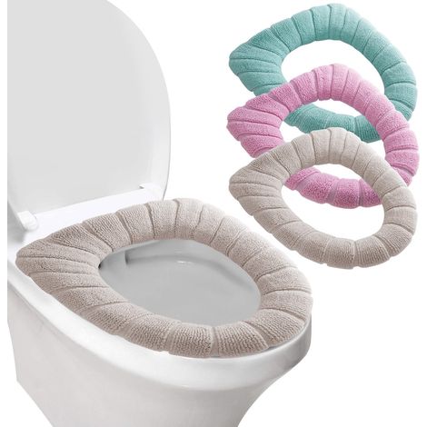 3 Coussin de siège de toilette, tricoté, épais, polyester, toutes saisons, salle de bain (1/5)
