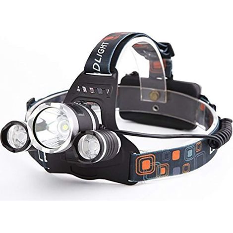 Lampe frontale LED rechargeable 9000 lumens – 4 modes d'éclairage – Rotation 90° – Avec câble USB et 2 batteries 18650 pour camping et randonnée (1/5)