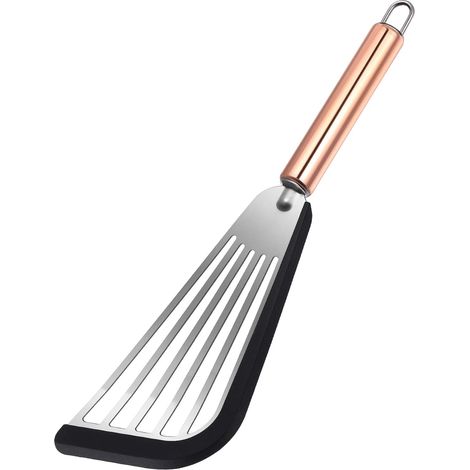 Flexibler, perforierter Edelstahlspatel mit Silikonbeschichtung und goldfarbenem Griff (schwarz) (1/5)