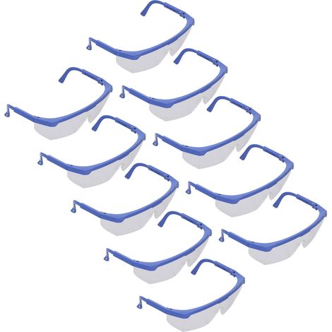 Ensemble de 10 lunettes de sécurité en plastique, réglables, pour laboratoire. (1/5)
