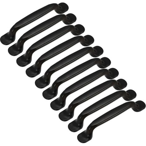 10 schwarze Möbelgriffe, 128 mm Lochabstand, Möbelgriffe aus Aluminiumlegierung, für Möbel, Schubladen, Schränke, Kommoden, Küchen- und Schlafzimmerschränke (1/4)