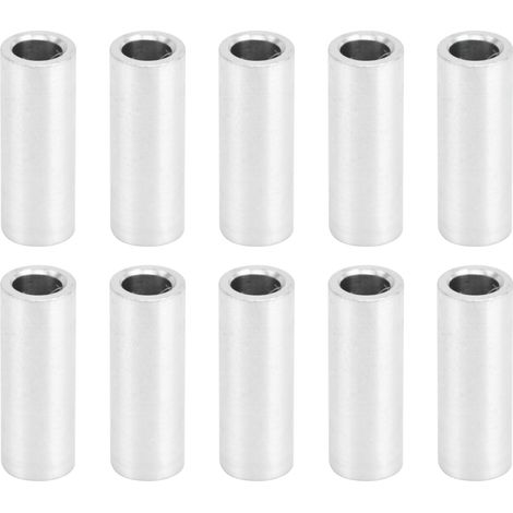 Lot de 10 entretoises rondes en alliage d'aluminium, sans filetage, diamètre extérieur 6 mm, longueur 14 mm