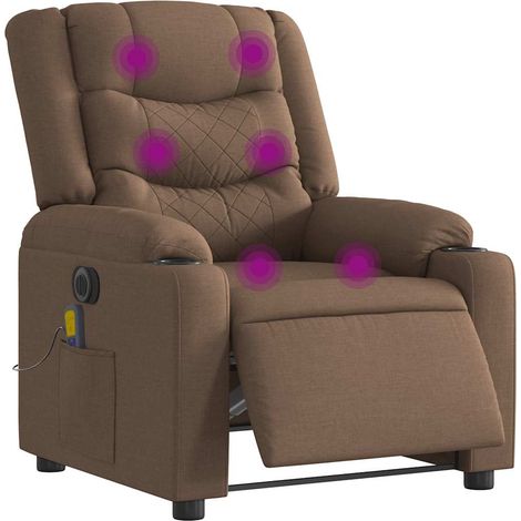 Sillón reclinable de masaje eléctrico tela marrón vidaXL