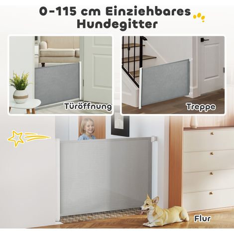 Barrière de sécurité PawHut en acier et plastique gris pour escalier, rampe de protection ajustable
