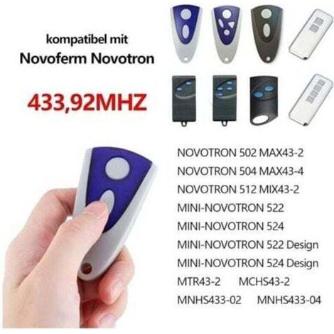 Télécommande 2 pièces NOVOFERM NOVOTRON 502 MAX43-2 433,92 MHz (1/3)