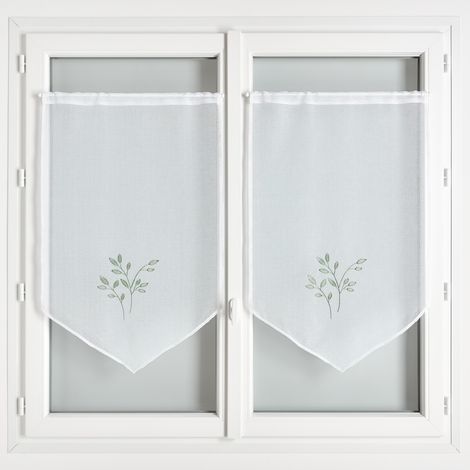 Paire de voilages brodées Sauge 45x90 cm