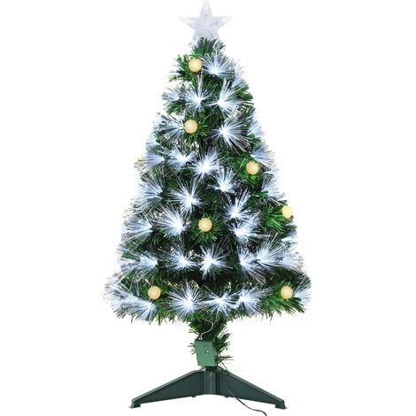 HOMCOM Albero di Natale Pino Artificiale 90cm con Rami 90 Luci e Fibre Ottiche (1/5)