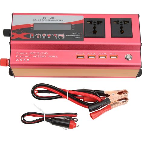 Convertisseur 12V/24V DC vers 220V AC 900W 50Hz écran LCD 4 ports USB avec lumière d'ambiance (1/5)
