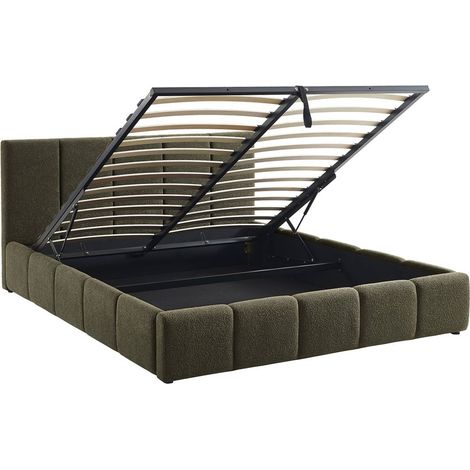 sweeek - Boxbett mit Lattenrost und Kopfteil 160 x 200 cm  mit strukturiertem Bouclé-Bezug