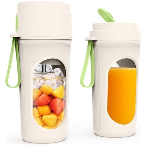 Mixeur électrique portable 450 ml avec tasses et 12 lames puissantes pour cuisine, salle de sport et bureau (vert) (1/4)