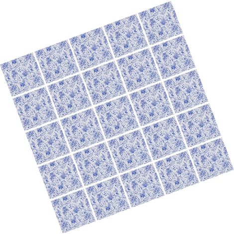 Serviettes en papier fleuries bleu et blanc, 100 pièces, (1/5)