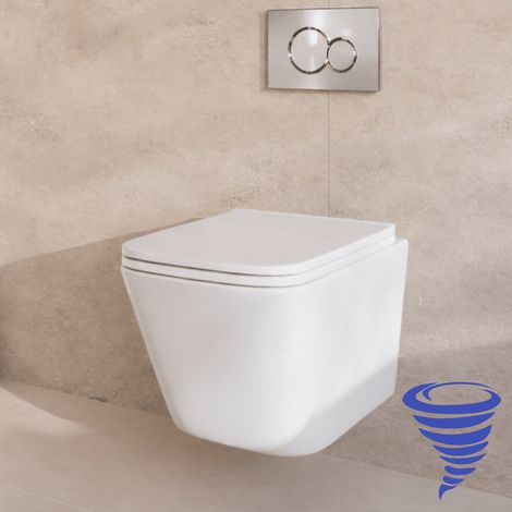 LOMAZOO Pack WC suspendu avec réservoir encastré carré blanc -