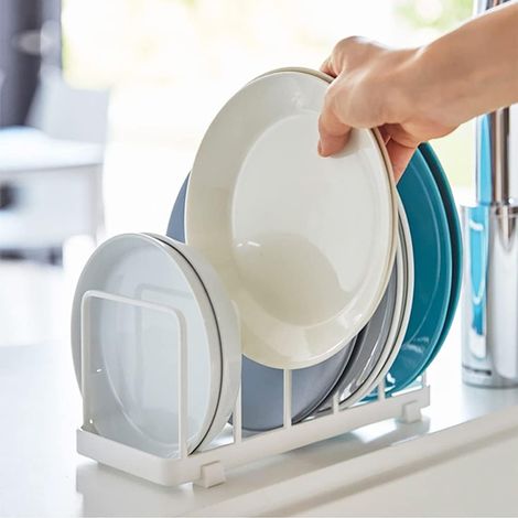 MIMOSON-Plate Organizer, Dish Drainer, Plate Holders, Plate Organizer, Cutting Board Range for Kitchen Counter Placard (Blanche, 1 Piece) (1/5)