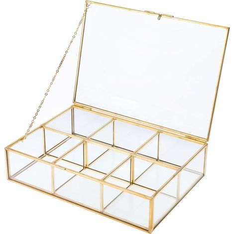 Boîte à Bijoux Vintage en Verre 6 Compartiments, Coffret à Bijoux (1/5)