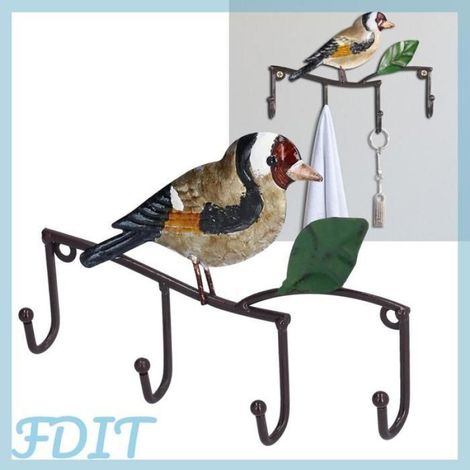 Crochet A Clés - Forme Oiseau En Fer - Décoratif Murale Pour Clés Serviettes Et Manteaux - 1 Pièce (1/5)