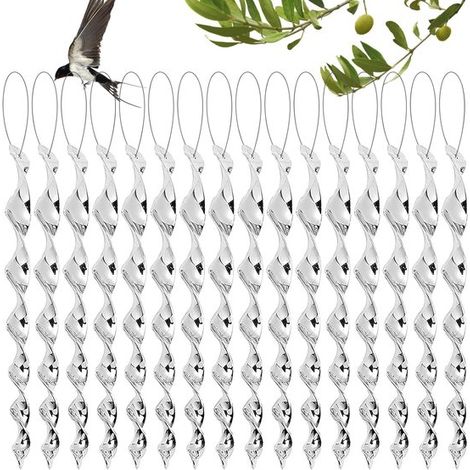 Windmühlen-Spiraldekoration – 16 Stück 30 cm große, reflektierende Vogelscheuchen für Balkon und Garten zur Vogelabwehr (1/5)