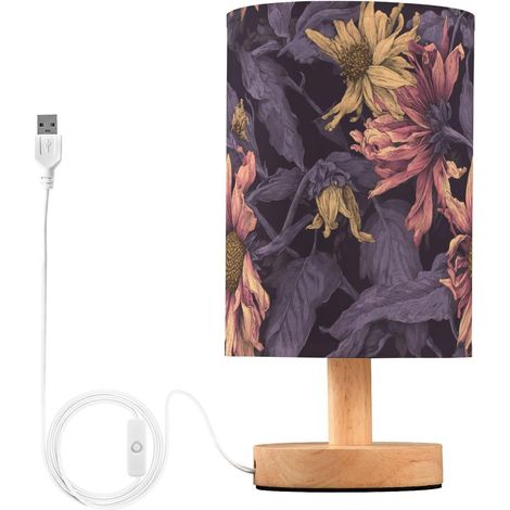Lampe de nuit rétro violette avec fleurs fanées pour salle bain (1/5)