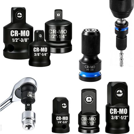 7 pièces Adaptateur 3/8 1/2 en Acier Chromé-Vanadium Adaptateur Cliquet (1/5)